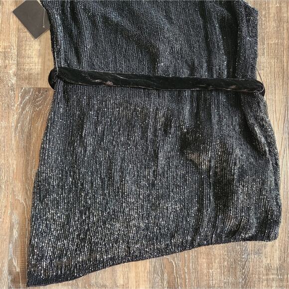 Retrofete Ella Sequin Dress Black One Shoulder Size XL NWT Sleeveless Mini - Picture 8 of 12